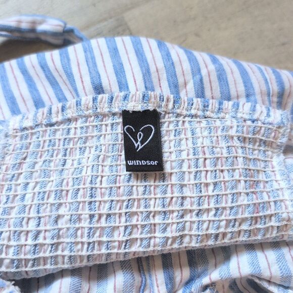 Windsor Womens Size M? Pretty In Italy Halter Button Striped Mini DressBlue - Picture 6 of 7